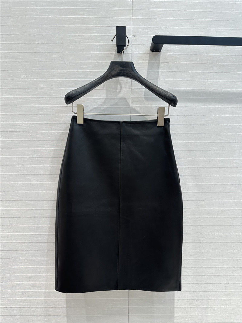 Pra*a mid-length leather skirt replica clothes