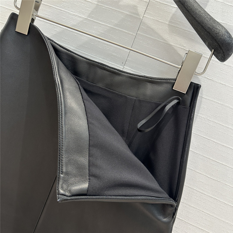 Pra*a mid-length leather skirt replica clothes