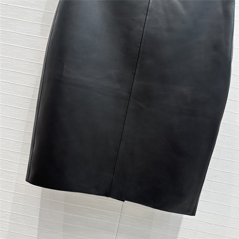 Pra*a mid-length leather skirt replica clothes