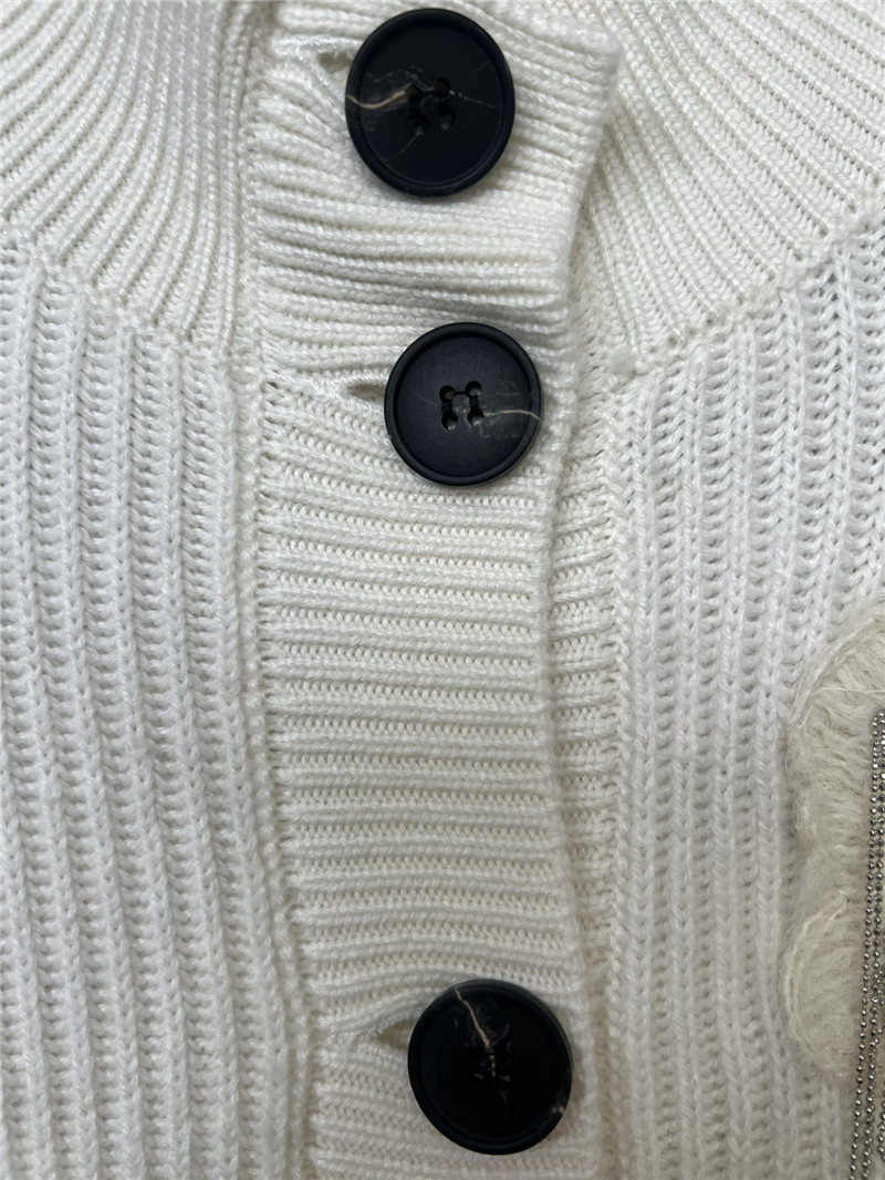 BC Bejewelled Cashmere Cardigan White