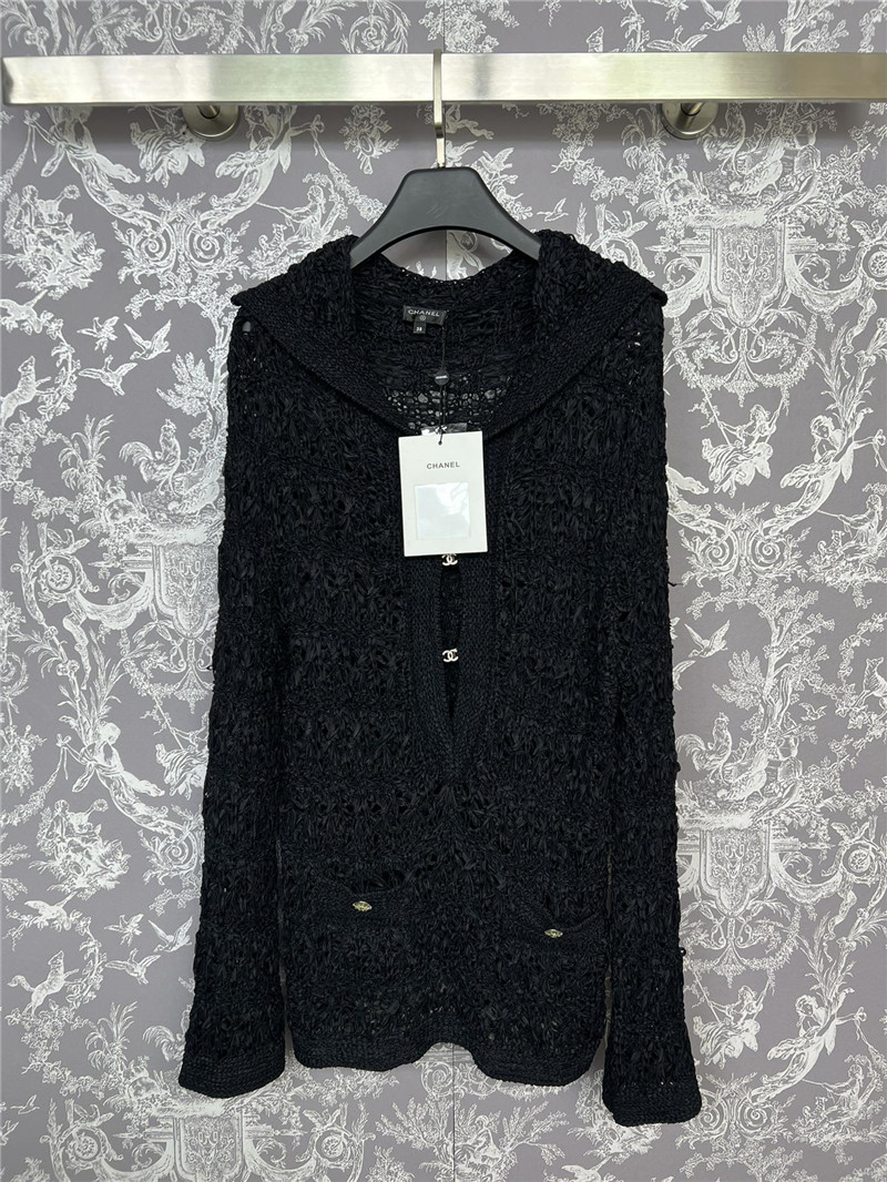 Ch**el crochet sailor-collar pullover in black