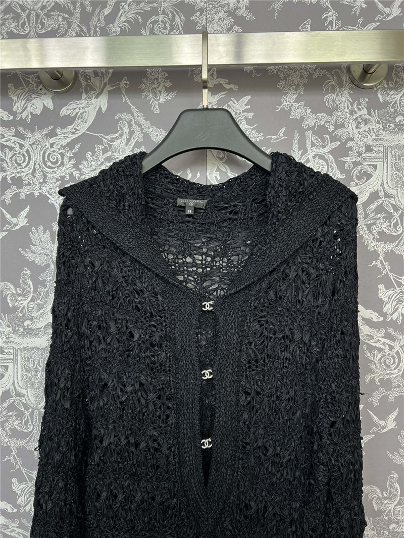 Ch**el crochet sailor-collar pullover in black