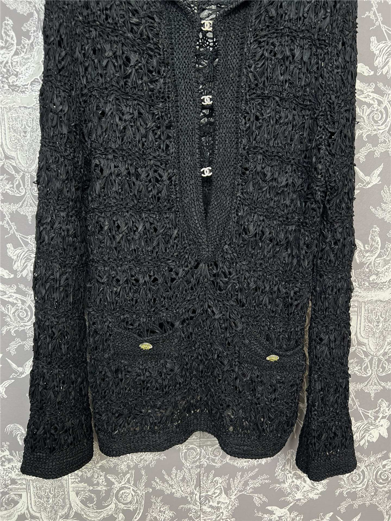 Ch**el crochet sailor-collar pullover in black