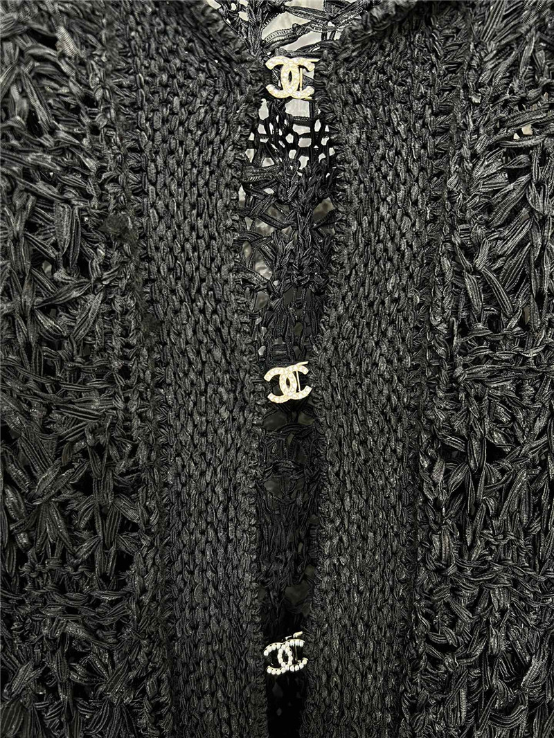 Ch**el crochet sailor-collar pullover in black