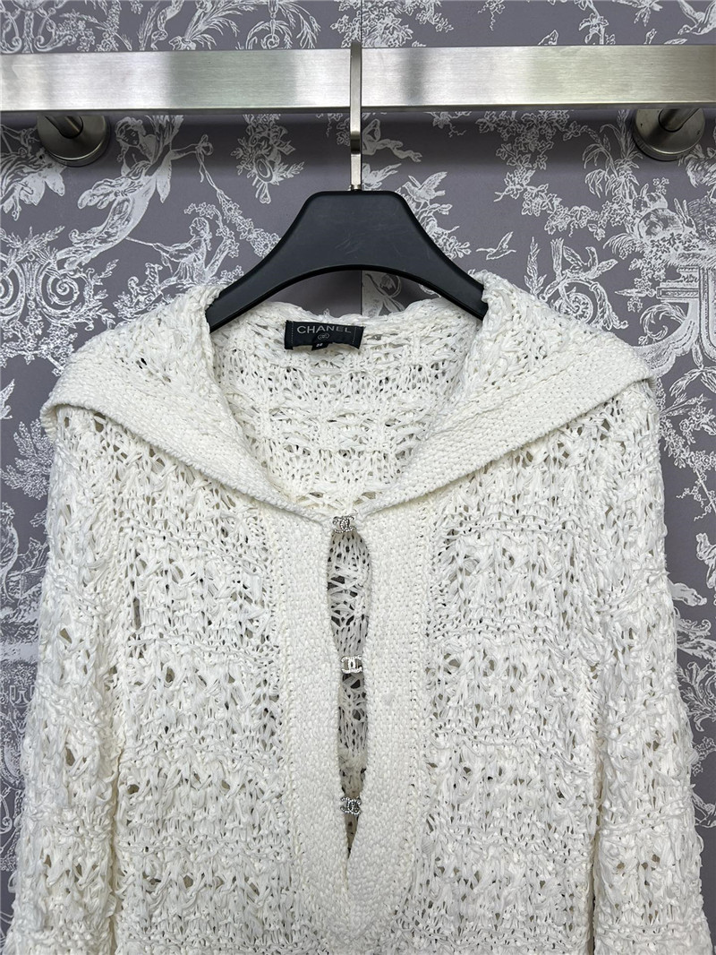 Ch**el crochet sailor-collar pullover in white