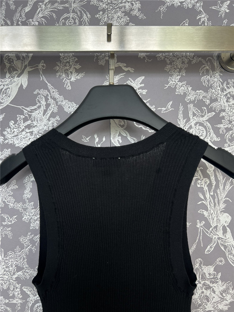 Ch**el jacquard crochet knitted vest in black