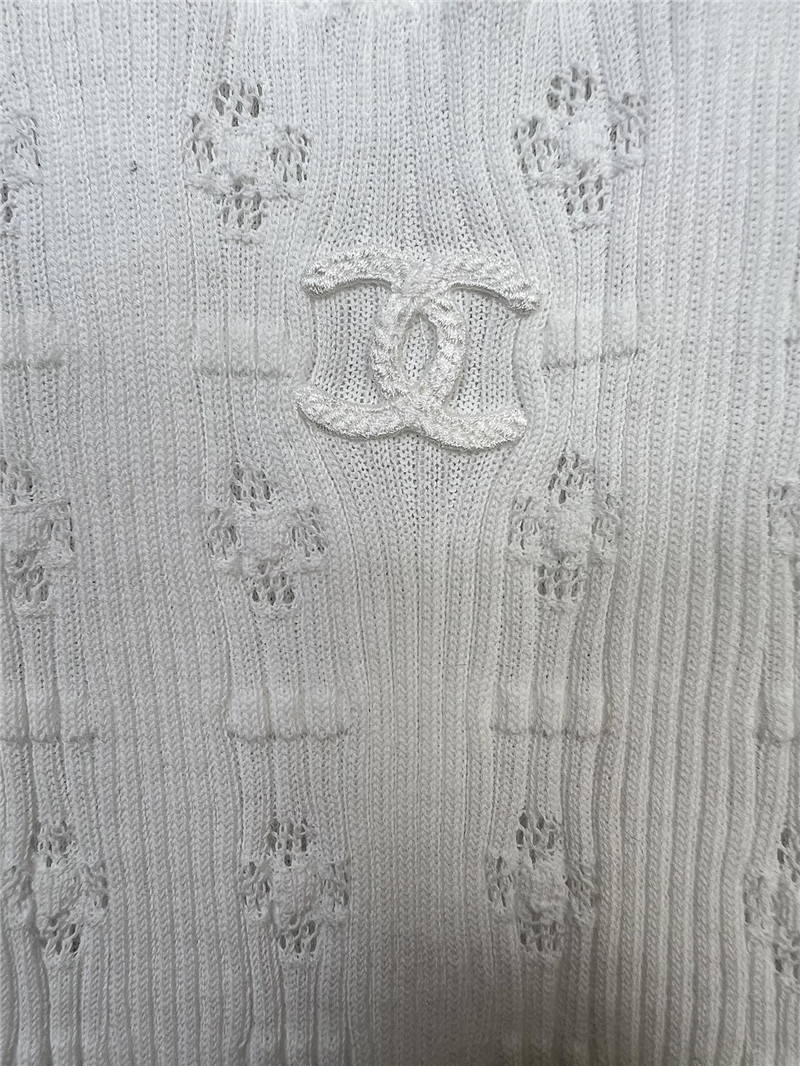 Ch**el jacquard crochet knitted vest in white