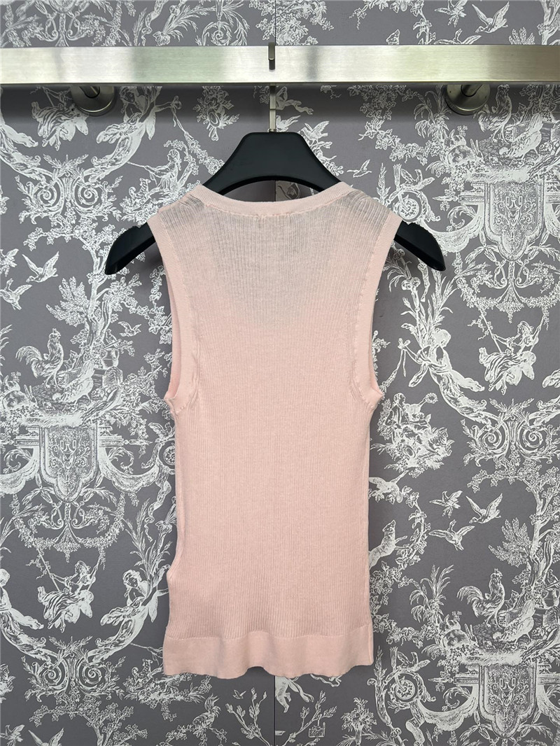 Ch**el jacquard crochet knitted vest in pink