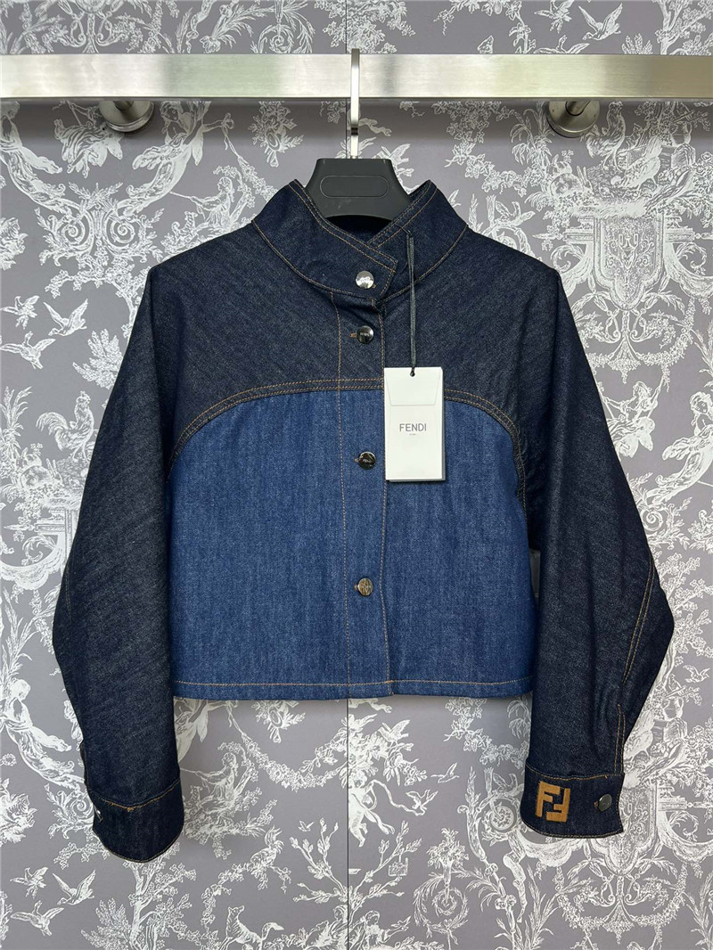 F**di denim stand collar jacket replica clothing sites