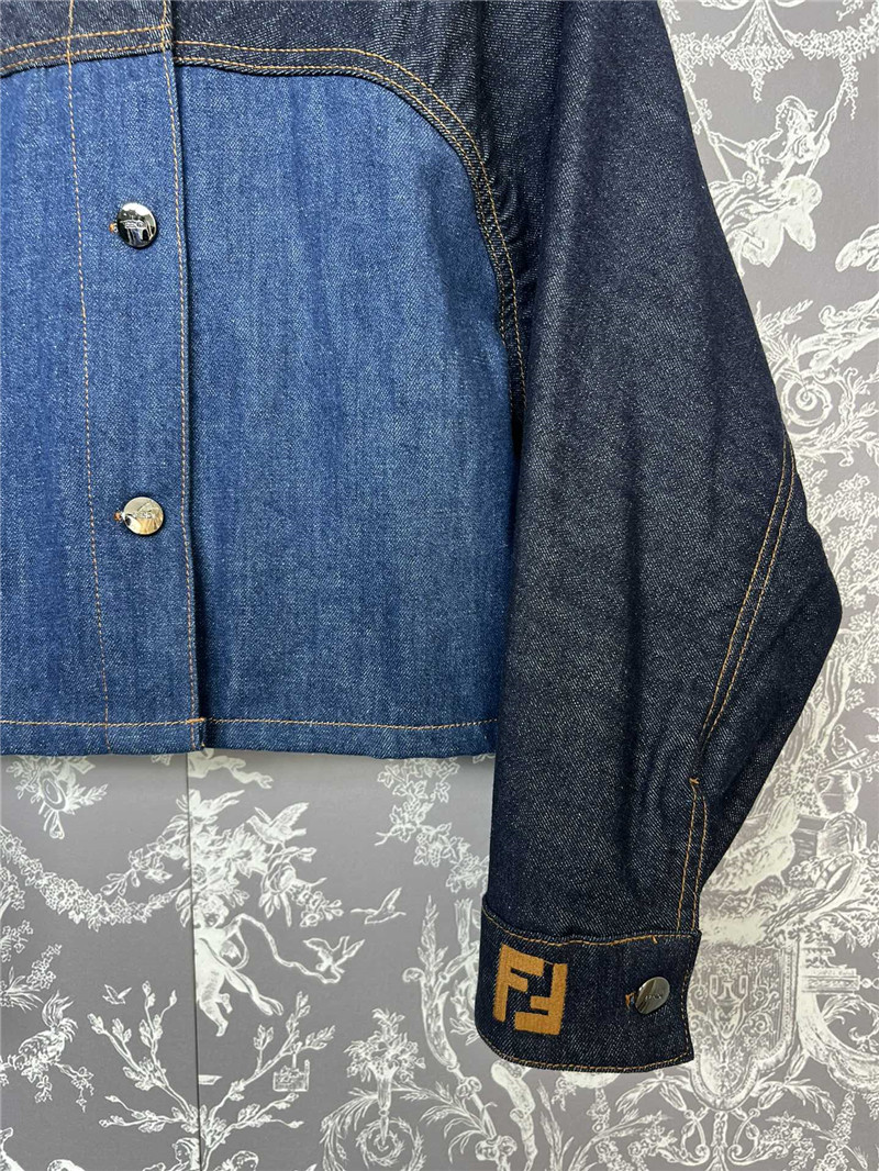 F**di denim stand collar jacket replica clothing sites