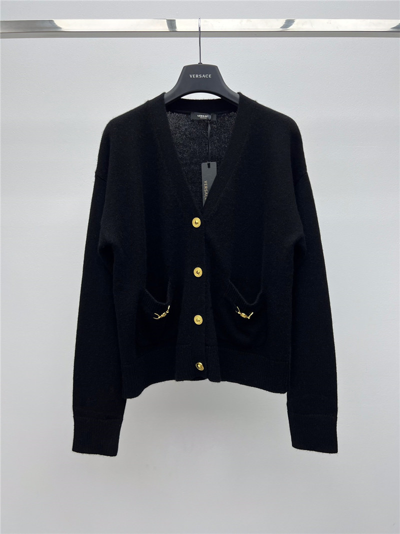 Versace Cashmere-Blend Boxy Cardigan Black