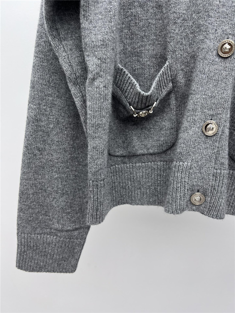 Versace Cashmere-Blend Boxy Cardigan in Grey
