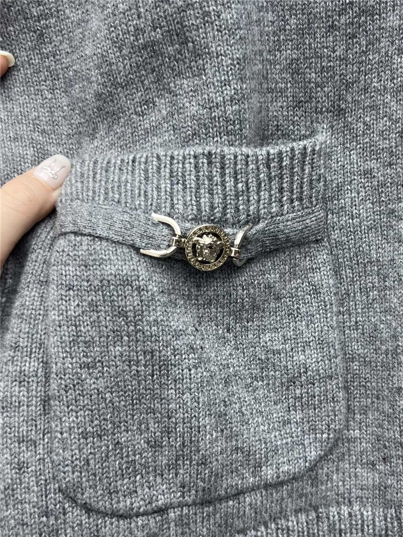 Versace Cashmere-Blend Boxy Cardigan in Grey