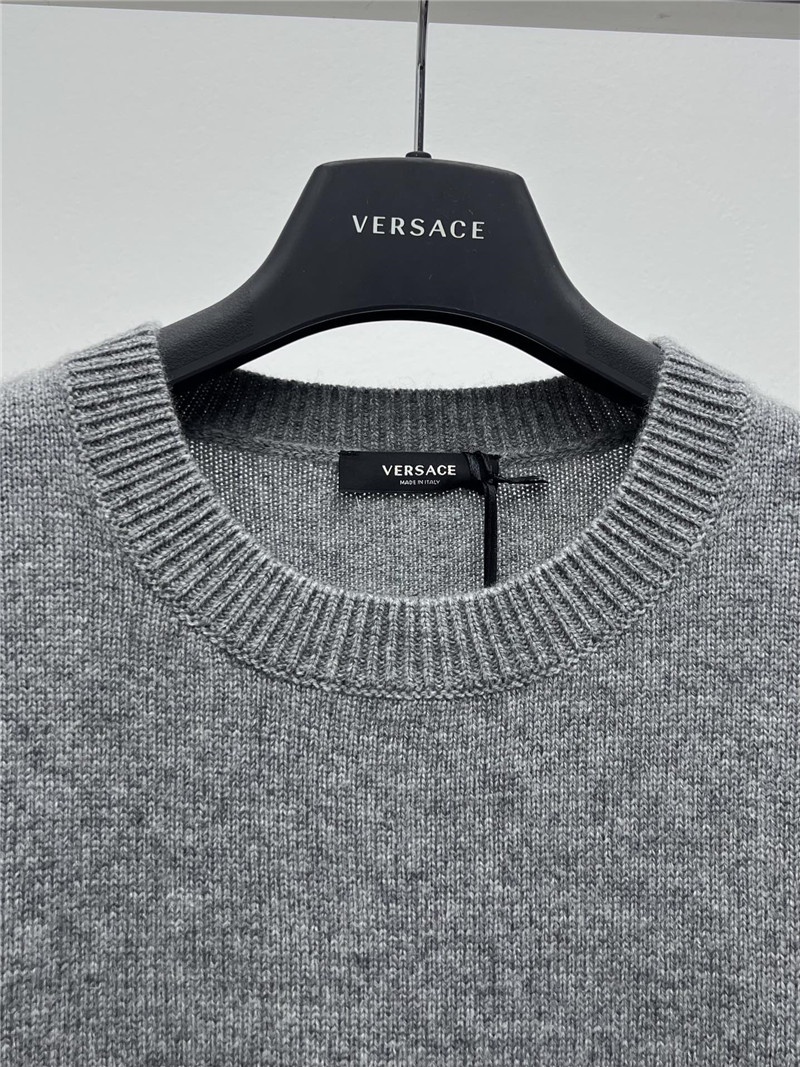 Versace Cashmere-Blend Boxy Sweater in Grey