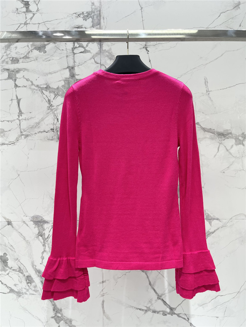 Va1e*ntin0 ruffled viscose and wool sweater in fuchsia