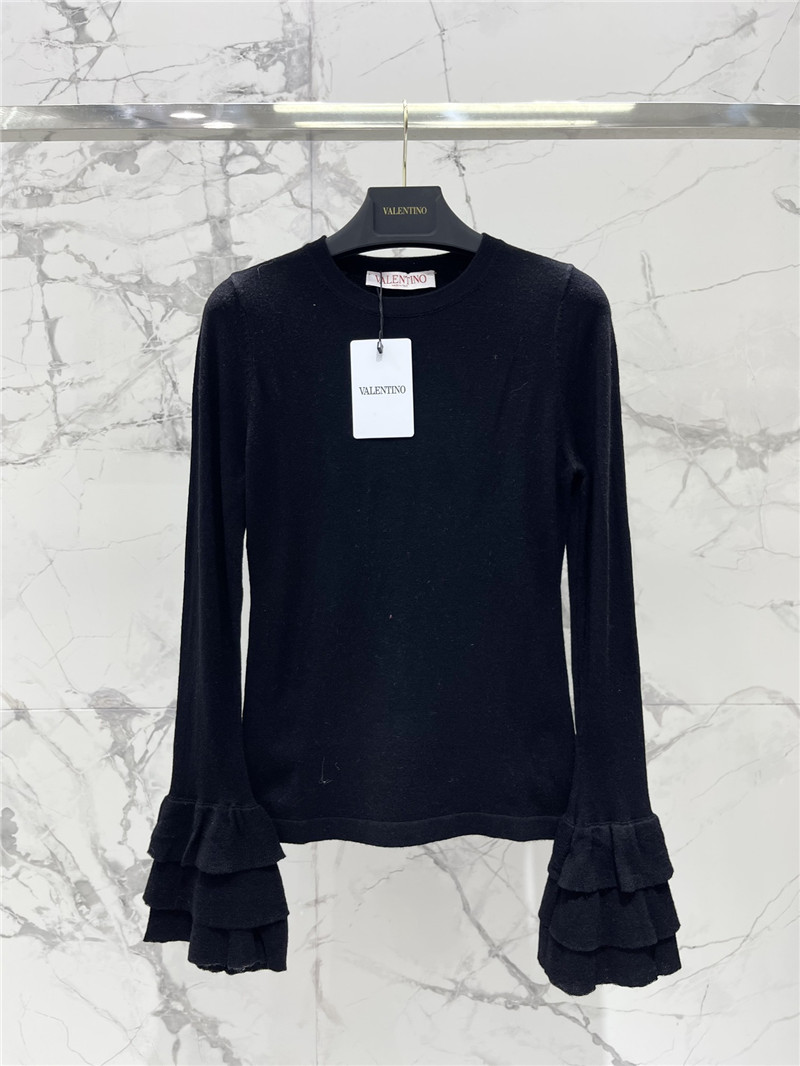 Va1e*ntin0 ruffled viscose and wool sweater black