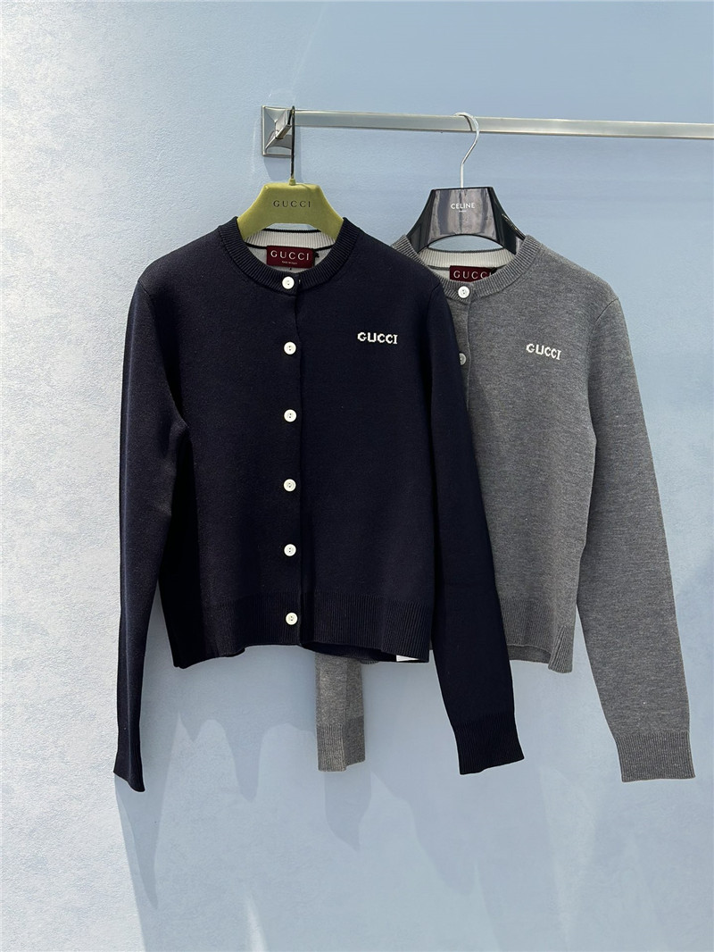 Gvc*1 crop intarsia wool cardigan black