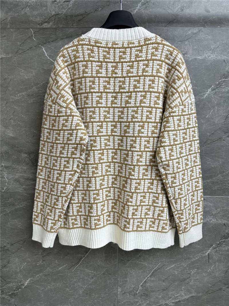 F**di cotton ff cardigan beige/white