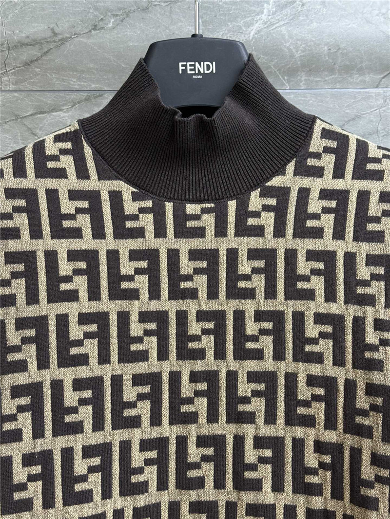 F**di oblique cotton knitted jumper brown