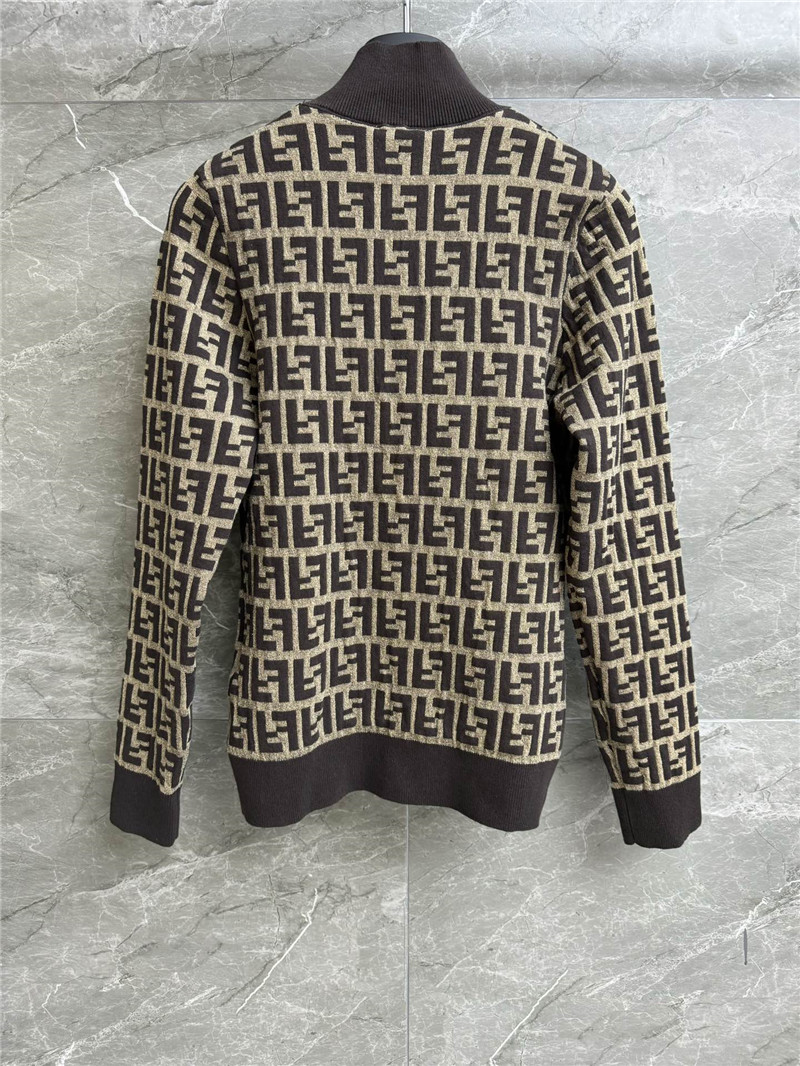 F**di oblique cotton knitted jumper brown