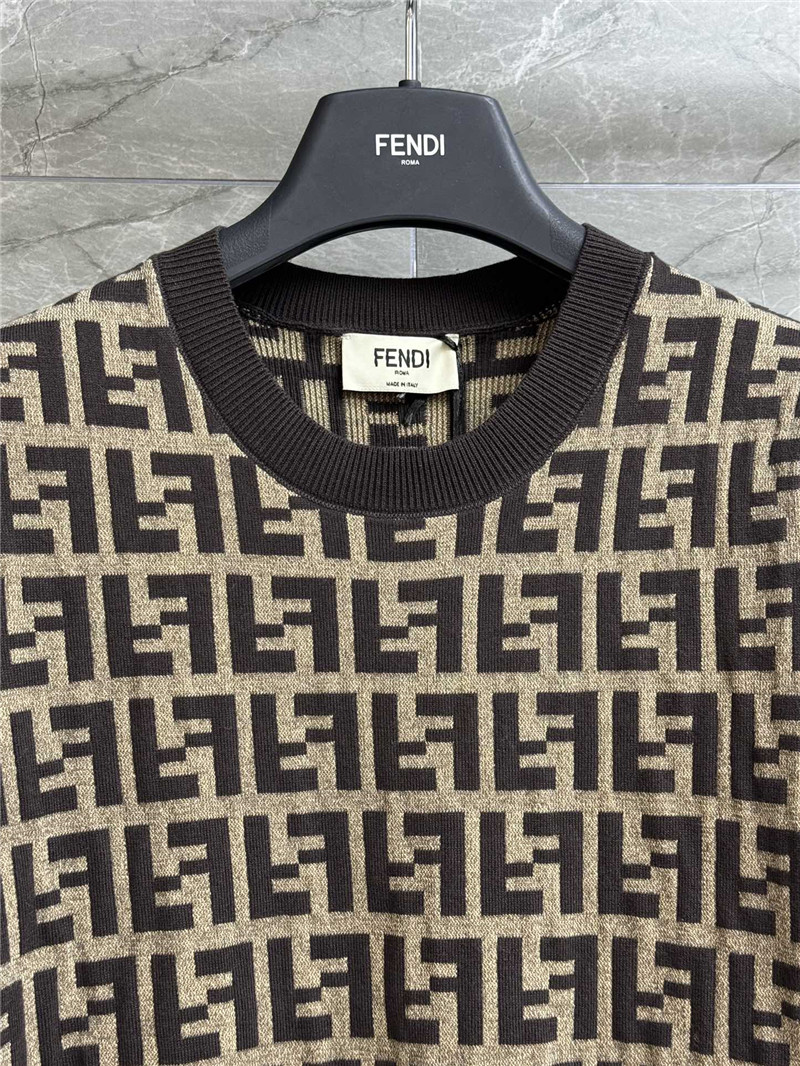 F**di ff short-sleeve cotton knit sweater brown