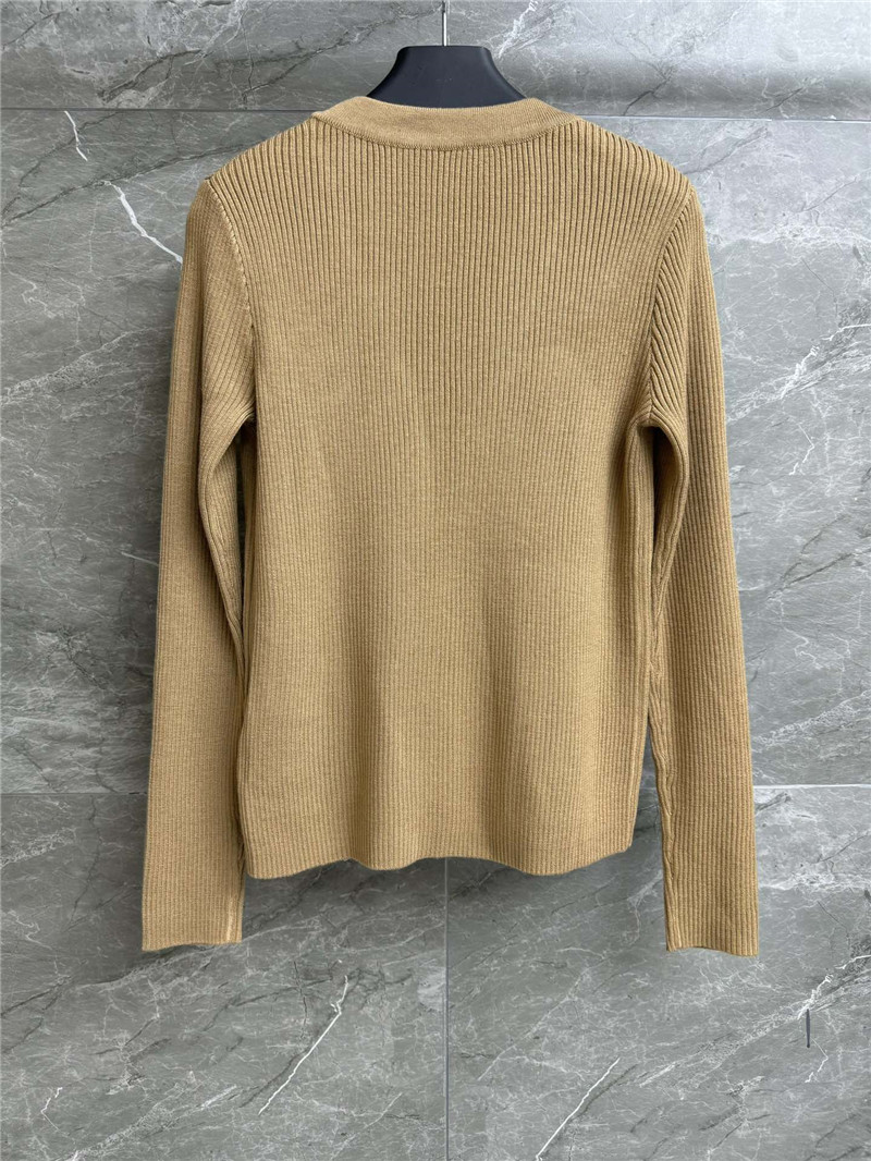 Pra*a v-neck triangle-logo rib cardigan beige