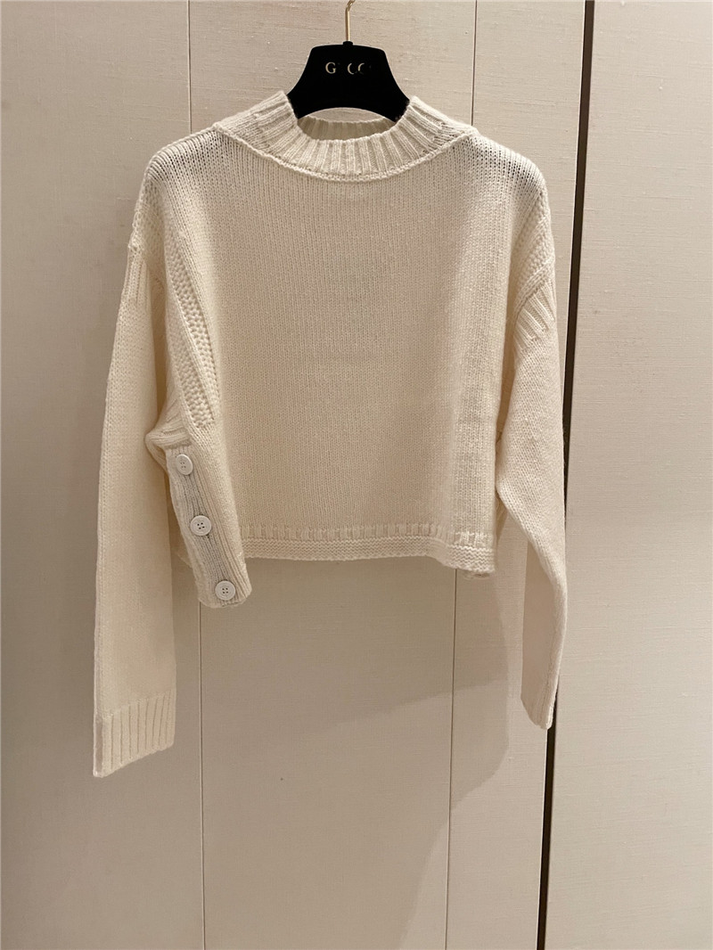 D10r crop openwork knit sweater in ivory