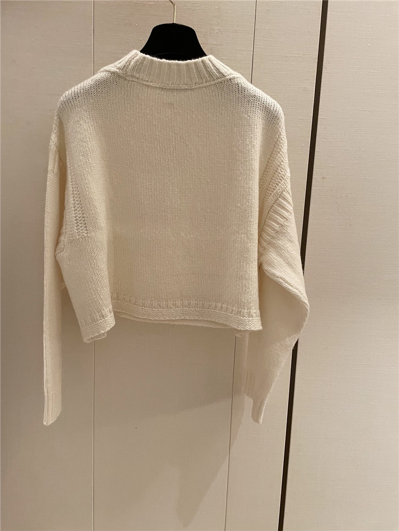 D10r crop openwork knit sweater in ivory