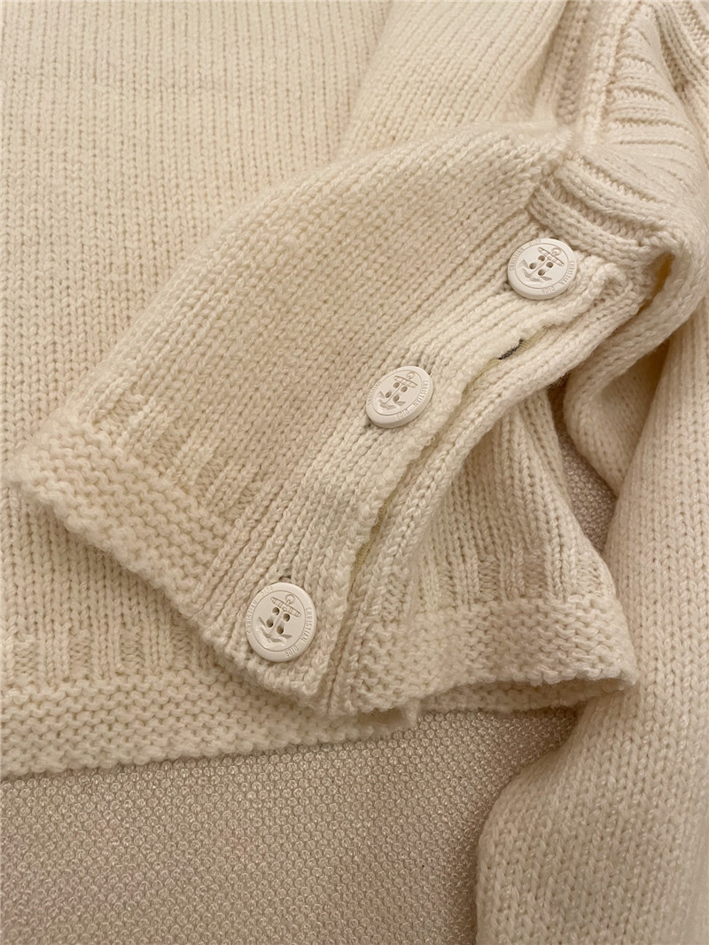 D10r crop openwork knit sweater in ivory