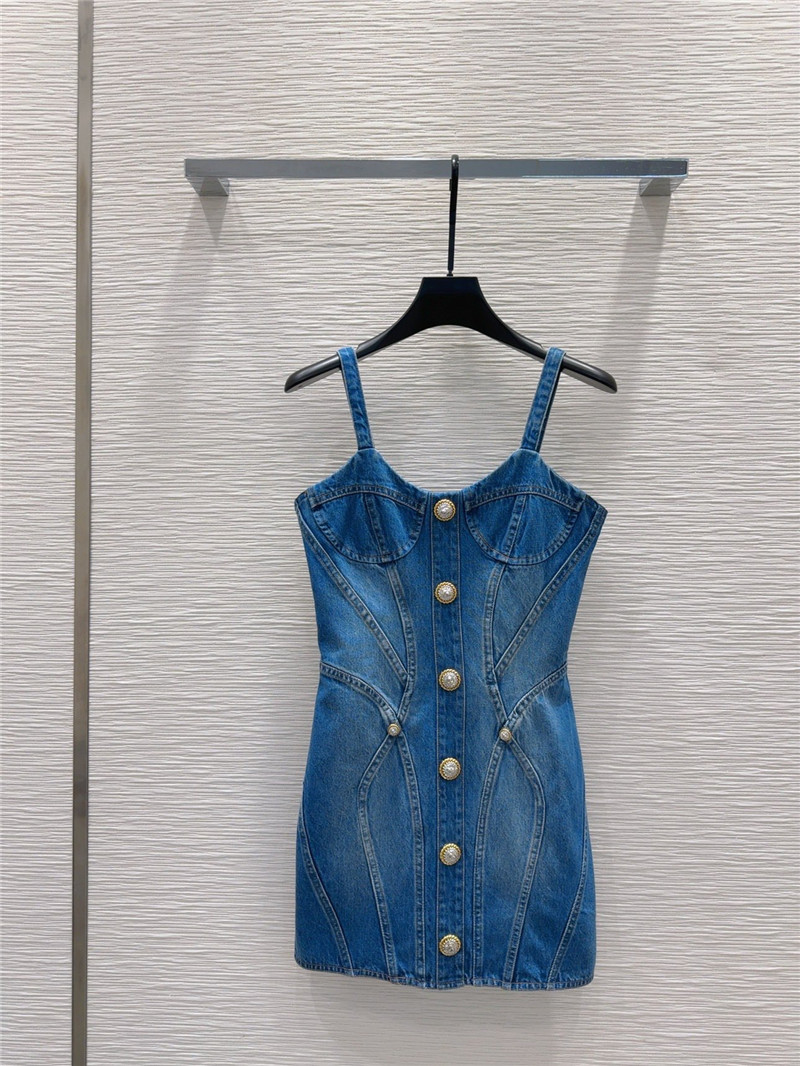 Balmain denim suspender skirt replica clothing sites