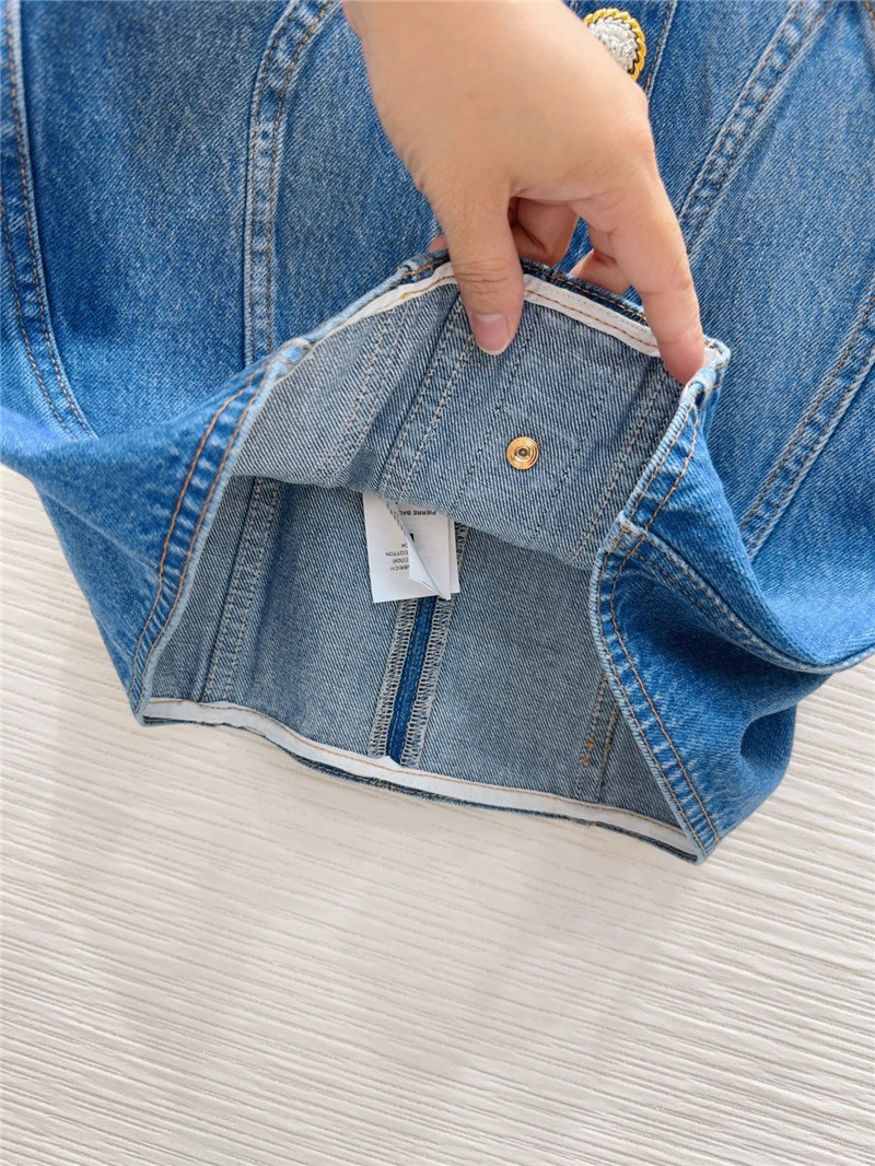 Balmain denim suspender skirt replica clothing sites