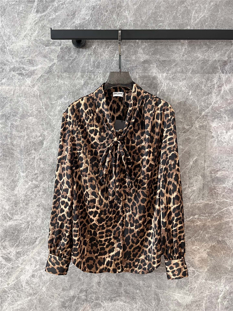 Y51 leopard print ribbon long-sleeved shirt replicas clothes
