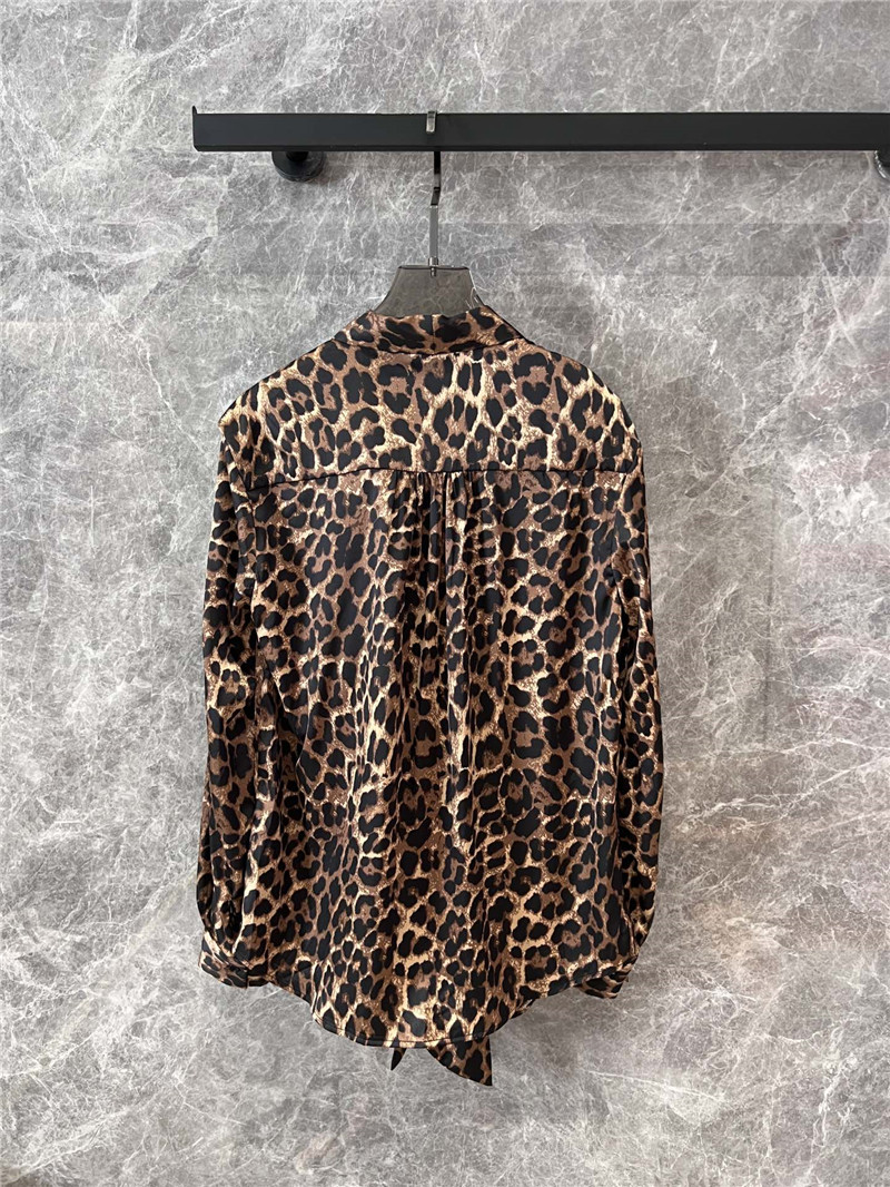 Y51 leopard print ribbon long-sleeved shirt replicas clothes