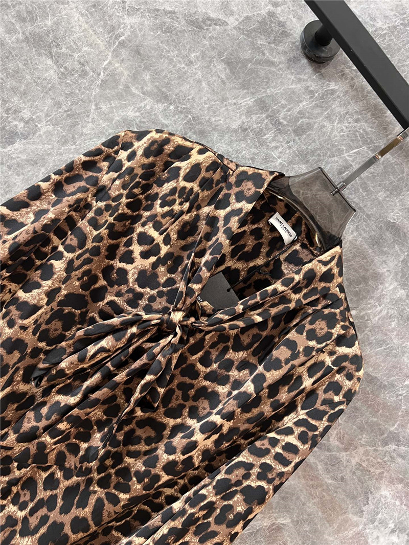 Y51 leopard print ribbon long-sleeved shirt replicas clothes