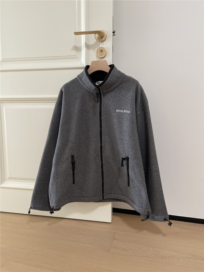 M1um1u stand collar fleece jacket replicas clothes