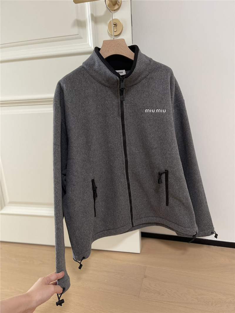 M1um1u stand collar fleece jacket replicas clothes