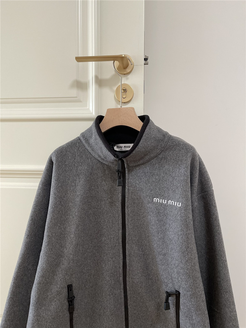 M1um1u stand collar fleece jacket replicas clothes