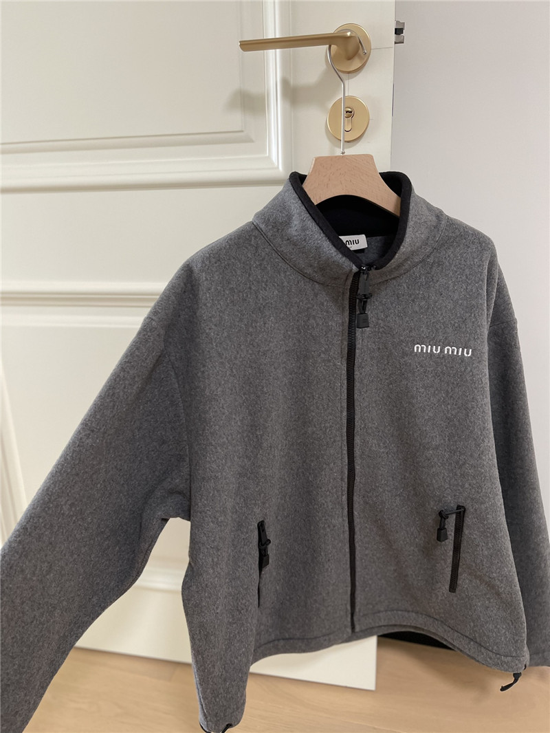 M1um1u stand collar fleece jacket replicas clothes