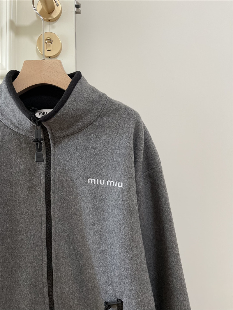 M1um1u stand collar fleece jacket replicas clothes