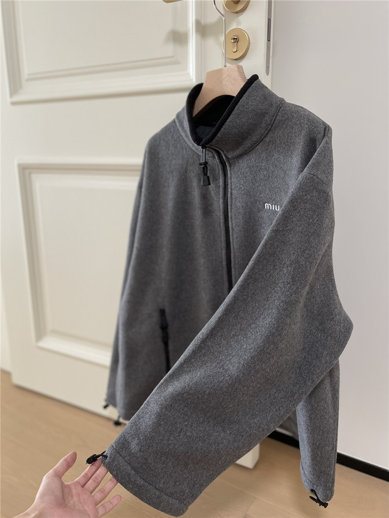 M1um1u stand collar fleece jacket replicas clothes