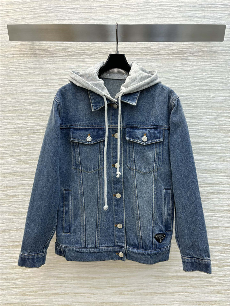 Pra*a fake two piece denim jacket replica clothing