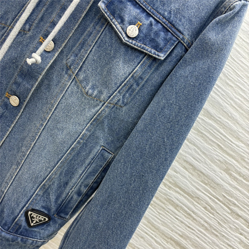 Pra*a fake two piece denim jacket replica clothing