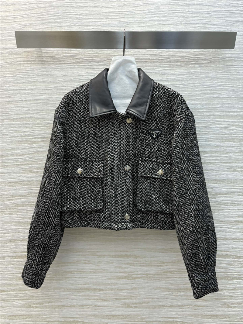 Pra*a patchwork wool coat replica designer clothes