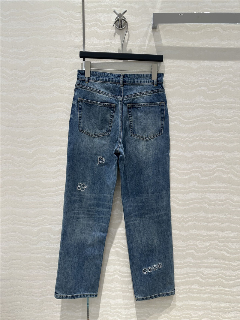 Ch**el denim straight pants replica clothes
