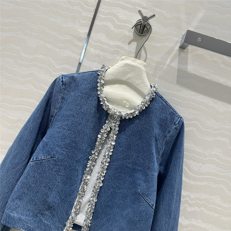 M1um1u beaded denim jacket replica designer clothes