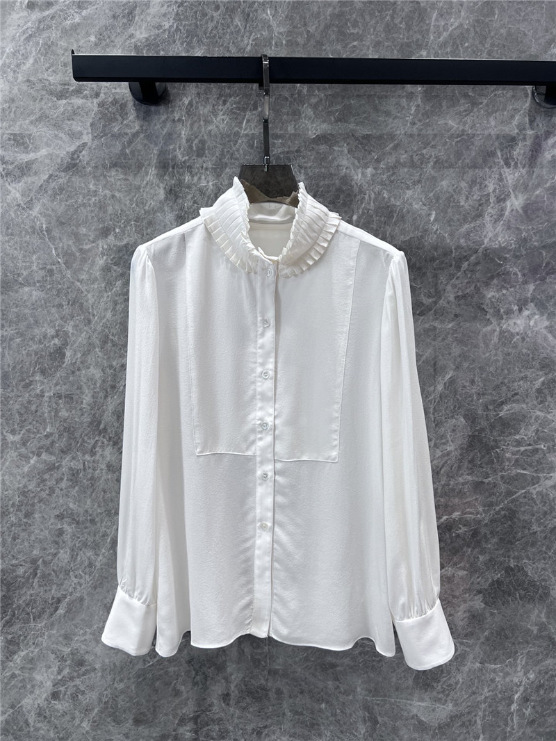 l0vis Vvtt0n lv pleated lace collar silk shirt replica clothes