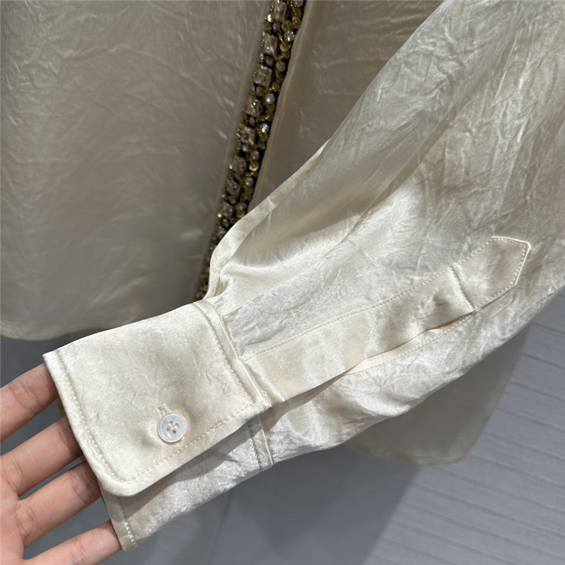 pra*a beaded D1am0nd collar shirt replica designer clothes