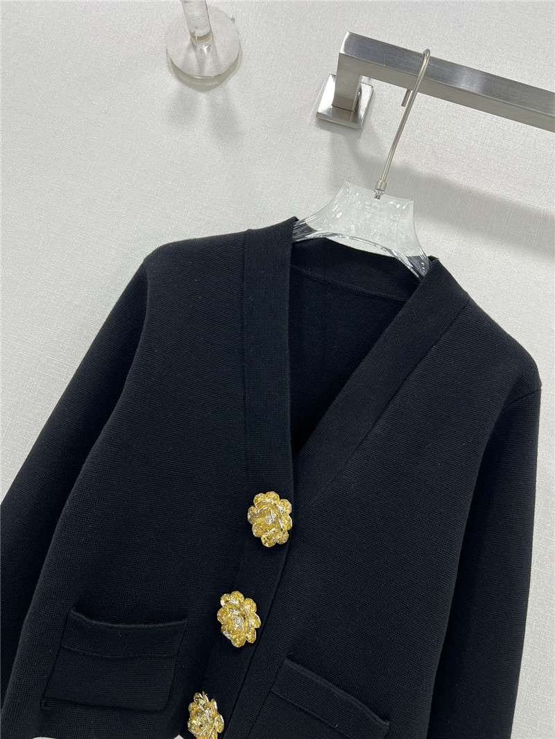 Ch**el crystal buttons v-neck cardigan in black