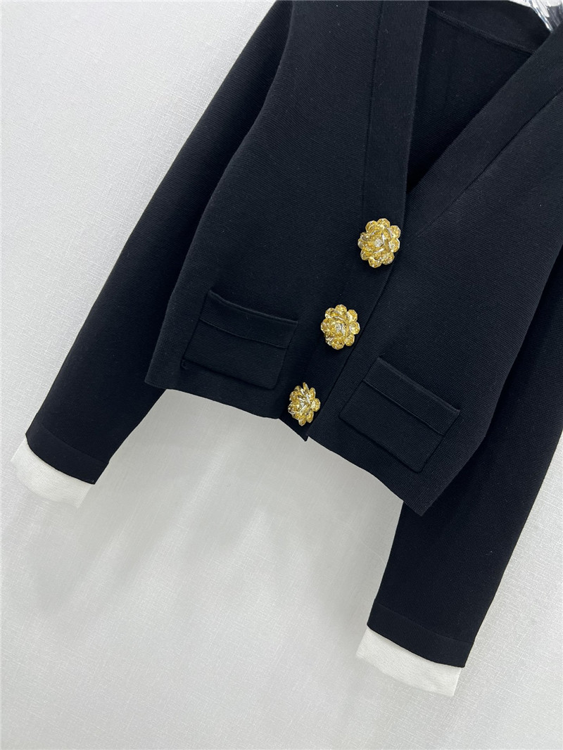 Ch**el crystal buttons v-neck cardigan in black