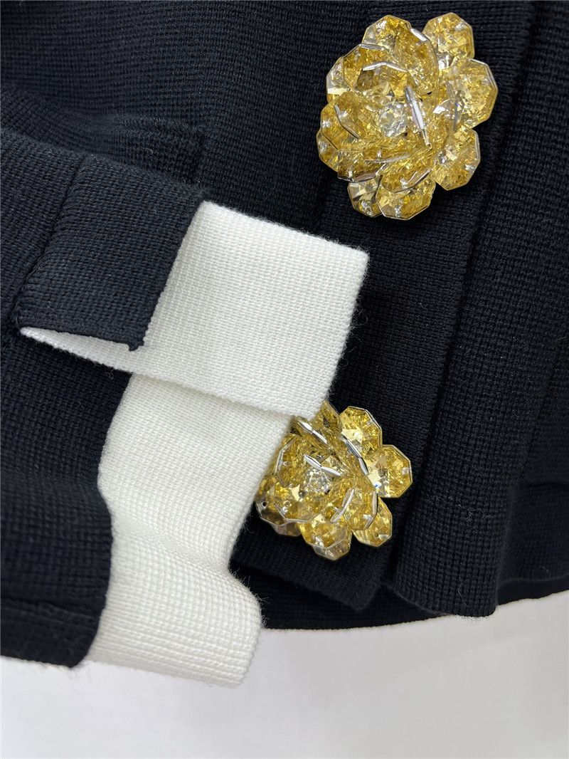 Ch**el crystal buttons v-neck cardigan in black